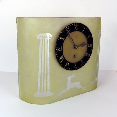 Art Deco Etched Glass Pendulum Clock by Glösner, 1930s-YGE-1353060