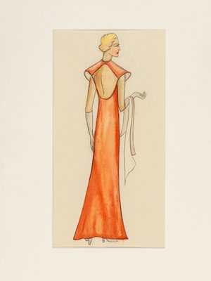 Art Deco Fashion Drawings IV, 1920s, Gouache on Paper, Framed, Set of 3-GPP-1080000