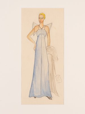 Art Deco Fashion Drawings VI, Gouache on Paper, Framed-GPP-1085130