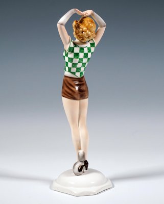 Art Deco Figurine Lady with a Heart attributed to Stephan Dakon for Goldscheider, 1939-EMT-1818046