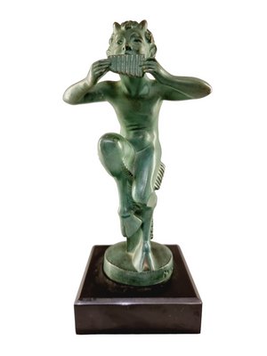 Art Deco Figurine of a Faun Playing the Flute by Max Le Verrier, 1930s-SAK-1814487