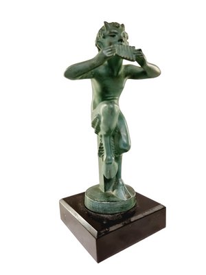 Art Deco Figurine of a Faun Playing the Flute by Max Le Verrier, 1930s-SAK-1814487