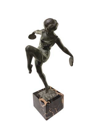 Art Deco Figurine of Dancing Woman with Cymbals by Fayral for Verrier, 1920s-SAK-1814449