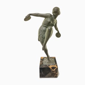 Art Deco Figurine of Dancing Woman with Cymbals by Fayral for Verrier, 1920s-SAK-1814449