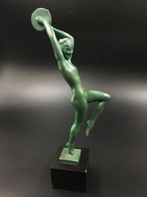 Art Deco Figurine of Esmeralda Playing Tambourine by Guerbe / Pierre Le Faguays for Max Le Verrier, France, 1920s-SAK-1802915