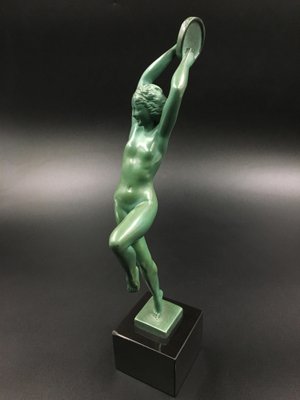 Art Deco Figurine of Esmeralda Playing Tambourine by Guerbe / Pierre Le Faguays for Max Le Verrier, France, 1920s-SAK-1802915