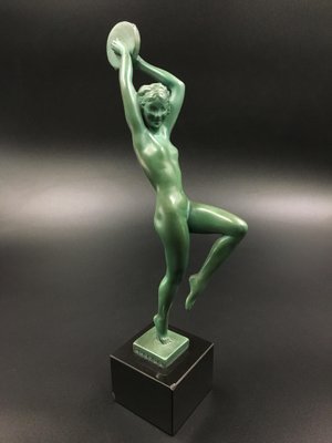 Art Deco Figurine of Esmeralda Playing Tambourine by Guerbe / Pierre Le Faguays for Max Le Verrier, France, 1920s-SAK-1802915