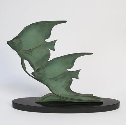 Art Deco Fish Sculpture by M. Font, 1920s-NE-1406344