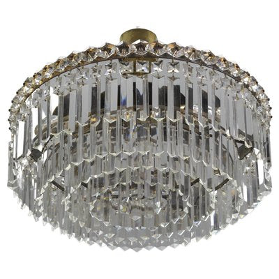 Art Deco Five-Tiered Three-Light Crystal Glass and Brass Chandelier-KEG-1093005