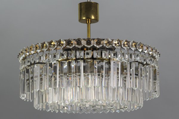 Art Deco Five-Tiered Three-Light Crystal Glass and Brass Chandelier-KEG-1093005