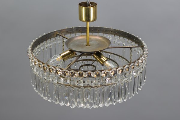 Art Deco Five-Tiered Three-Light Crystal Glass and Brass Chandelier-KEG-1093005