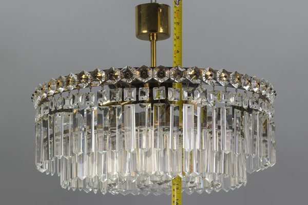 Art Deco Five-Tiered Three-Light Crystal Glass and Brass Chandelier-KEG-1093005