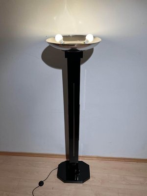 Art Deco Floor Lamp, Black Lacquer and Chrome, France circa 1930-NNB-1137487