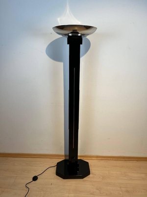 Art Deco Floor Lamp, Black Lacquer and Chrome, France circa 1930-NNB-1137487