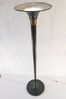 Art Deco Floor Lamp in Patinated Massive Brass, 1930s-WEQ-1138547