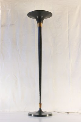 Art Deco Floor Lamp in Patinated Massive Brass, 1930s-WEQ-1138547