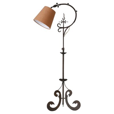 Art Deco Floor Lamp in Wrought Iron, 1930s-WRF-1808264