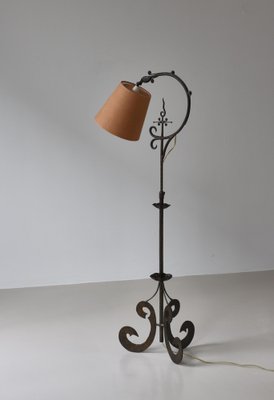 Art Deco Floor Lamp in Wrought Iron, 1930s-WRF-1808264