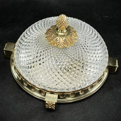 Art Deco Flush Mount in Glass and Bronze, 1930s-JUZ-1722776