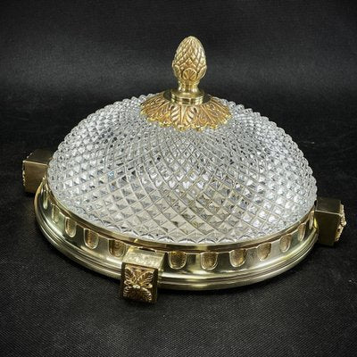 Art Deco Flush Mount in Glass and Bronze, 1930s-JUZ-1722776