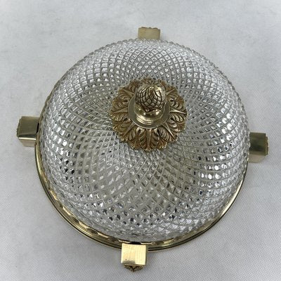 Art Deco Flush Mount in Glass and Bronze, 1930s-JUZ-1722776