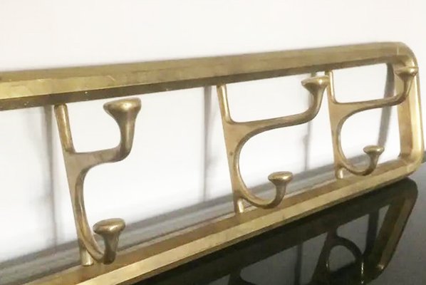 Art Deco Folding Rack with Four Bronze Hooks, 1930s-ODB-1811083