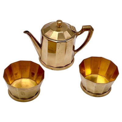 Art Deco France Oreum Coffee and Sugar Pot, 1940s, Set of 3-UR-1334386