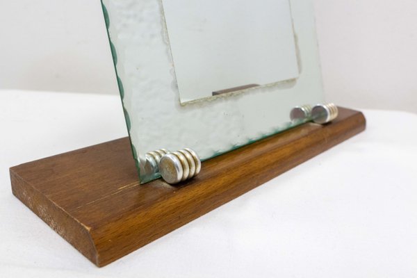 Art Deco French Beech Beveled Standing Photo Mirror, 1930s-RIU-1420991