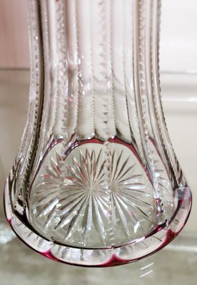 Art Deco French Cut and Grinded Lead Crystal Vases in the Style of Saint Louis, Set of 2-QRS-1314918