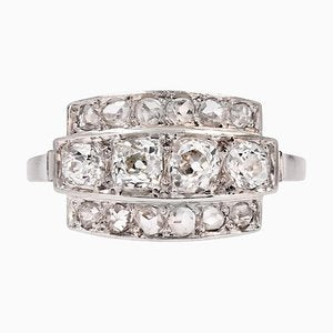 Art Deco French Diamonds Platinum Rectangular Ring, 1925-OLU-1778272