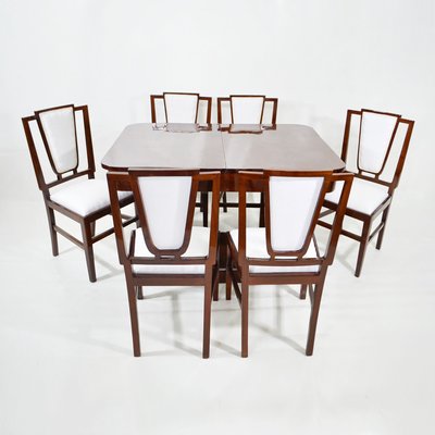 Art Deco French Dining Table & Chairs Set by Michel Dufet, 1930s, Set of 7-YGE-586372