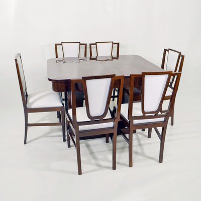 Art Deco French Dining Table & Chairs Set by Michel Dufet, 1930s, Set of 7-YGE-586372