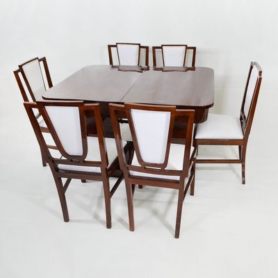 Art Deco French Dining Table & Chairs Set by Michel Dufet, 1930s, Set of 7-YGE-586372