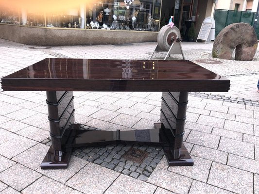 Art Deco French Ebony Dining Desk by J. Makassar, 1930s-QVR-1092181