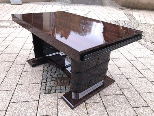 Art Deco French Ebony Dining Desk by J. Makassar, 1930s-QVR-1092181