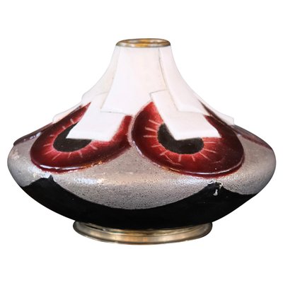 Art Deco French Enamel Vase in the style of Camille Fauré Limoges, 1920s-CXC-1368751