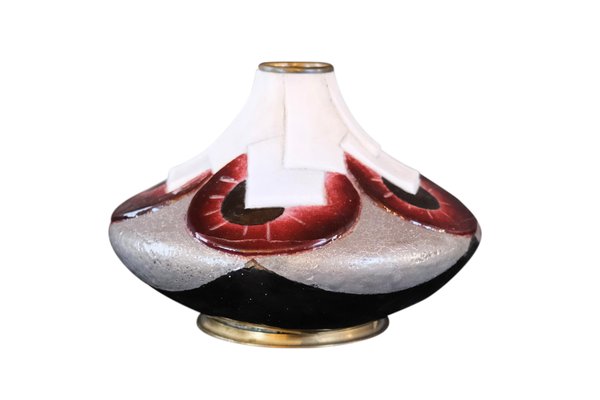 Art Deco French Enamel Vase in the style of Camille Fauré Limoges, 1920s-CXC-1368751