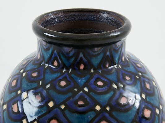 Art Deco French Enameled Ceramic Vase by Paul Jacquet, 1930s-YJA-1794882