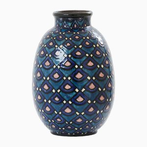 Art Deco French Enameled Ceramic Vase by Paul Jacquet, 1930s-YJA-1794882