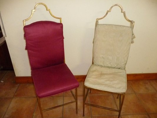 Art Deco French Gilded Bronze Boudoir Side Chairs, 1930s, Set of 2-XHV-857449