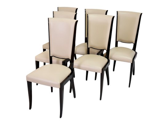 Art Déco French Hochlehner Chairs, 6 without, 2 with Armrests, 1930s, Set of 8-CXC-1229049