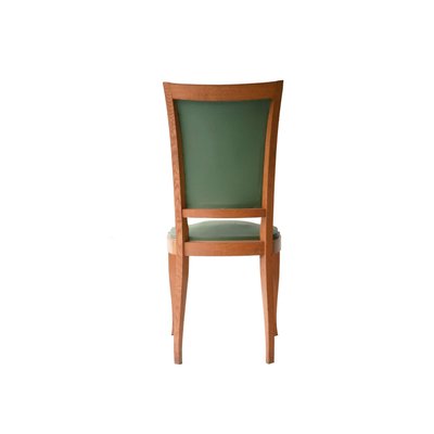 Art Deco French Interwar Green Leatherette & Wood Chairs, 1940, Set of 6-UZ-862997