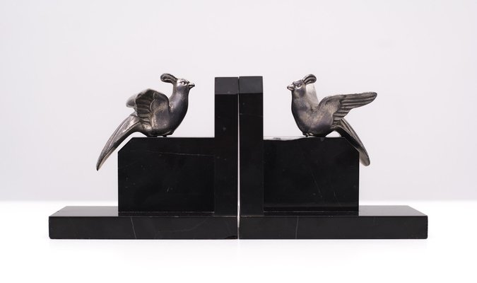 Art Deco French Marble Bookends, 1920s, Set of 2-GCG-1345389