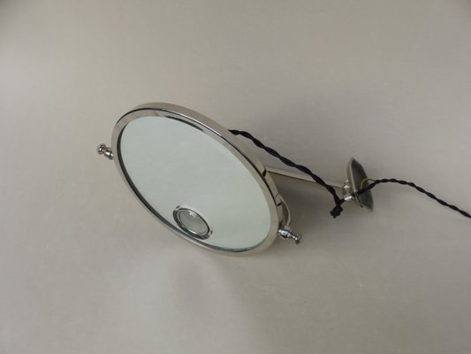 Art Deco French Nickel-Plated Illuminated Wall Mirror from Brot, 1920s-EY-577960