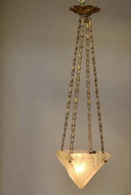 Art Deco French Pendant Lamp by David Gueron for Verrerie D'Art Degué, 1930s-SY-965057