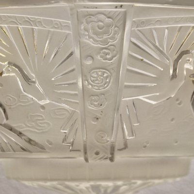 Art Deco French Pendant Light with Peacocks from Muller Frères, 1920s-SY-1187776