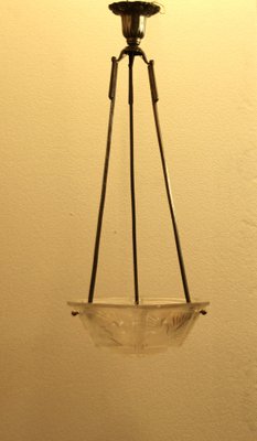 Art Deco French Pendant Light with Peacocks from Muller Frères, 1920s-SY-1187776