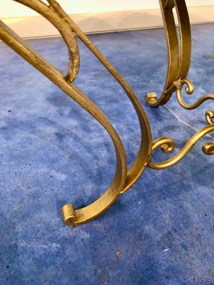 Art Deco French Round Gilded Iron Coffee Table, 1950s-MTX-675637