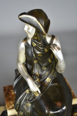 Art Deco French Sculpture of Lady and Gazelle, 1930-CTD-1070297