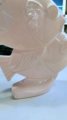 Art Deco French Sculpture of Two Fish in Craquelé Porcelain-QRS-971756